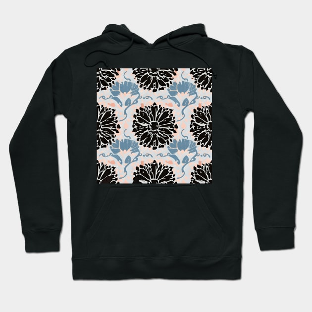 Black Flower Pattern Hoodie by NomiCrafts